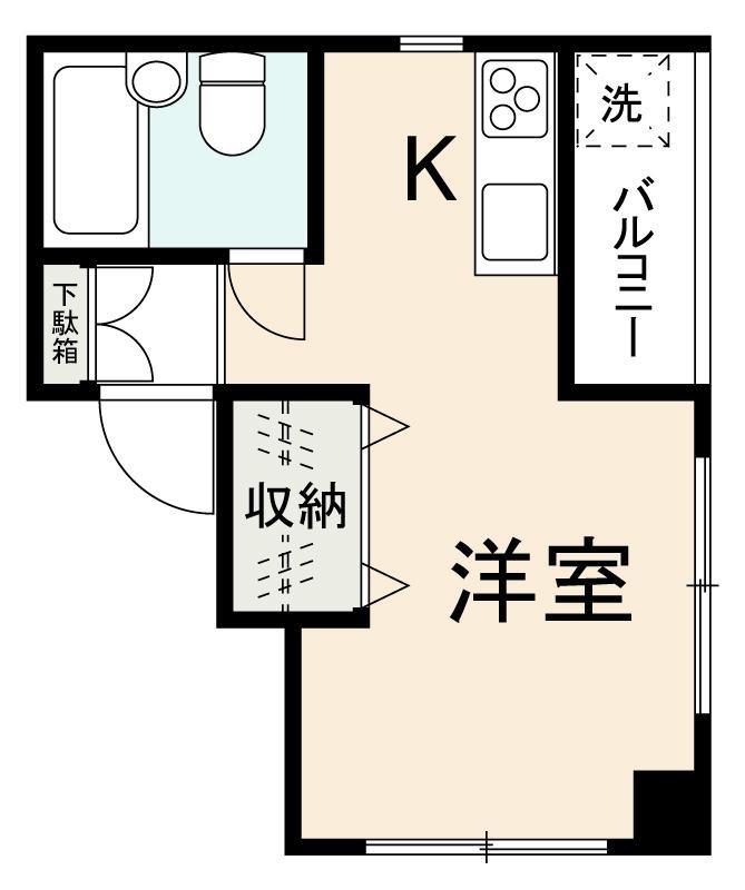 ササハラビル(1K/3階)の間取り写真