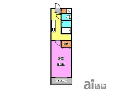 レジデンス上野田II(1K/2階)の間取り写真