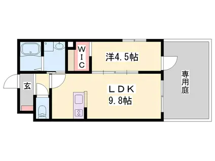 小野市天神町アパート(1LDK/1階)の間取り写真