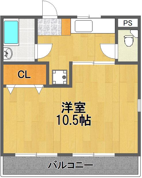 シモビル(1DK/4階)の間取り写真