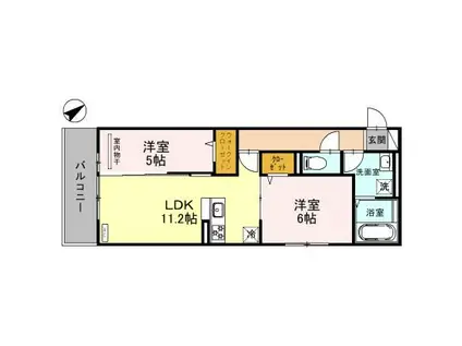 ル・リアン神戸(2LDK/2階)の間取り写真