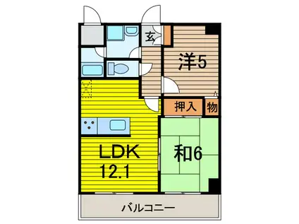 南浦和パインマンション(2LDK/7階)の間取り写真