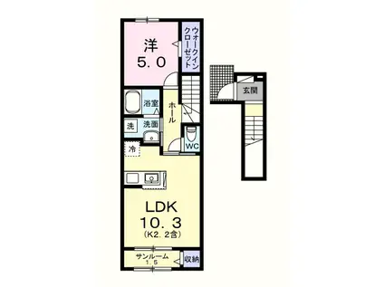 フォンターナ・アリア(1LDK/2階)の間取り写真