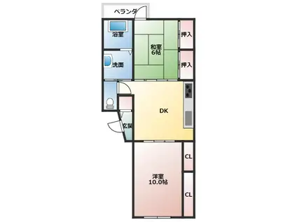 メゾンボンアール(2DK/2階)の間取り写真