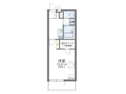 レオパレスあおば(1K/1階)の間取り写真