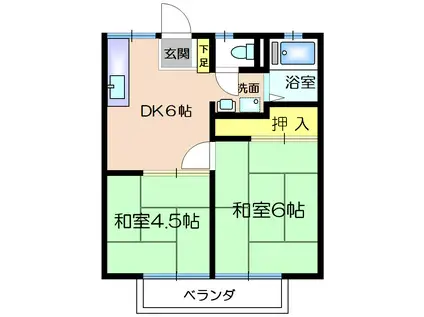 秋田ハイツ(2DK/2階)の間取り写真