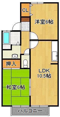 ジラソーレ永犬丸(2LDK/2階)の間取り写真