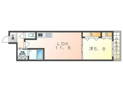 AVENIR RADIEUX (1LDK/2階)の間取り写真