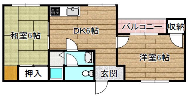 登町ハイツ(2DK/1階)の間取り写真