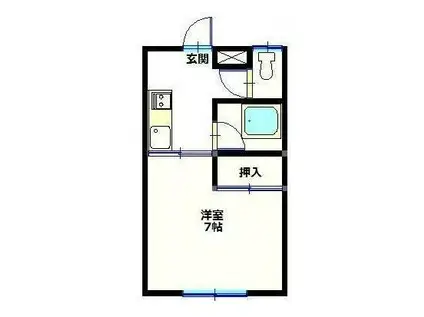 コーポ境田(1K/2階)の間取り写真