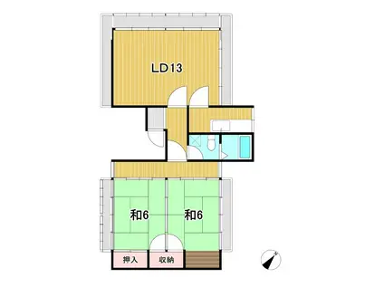 赤津マンション(2LDK/4階)の間取り写真