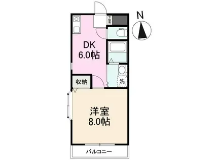 ガーデンハイツ三名弐番館(1DK/1階)の間取り写真