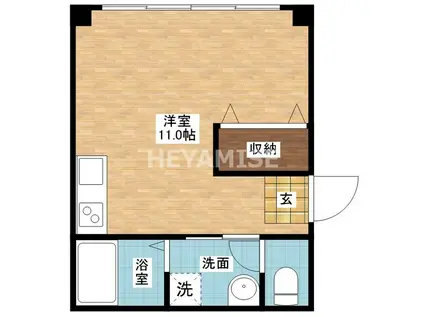 ライズ中園(ワンルーム/2階)の間取り写真