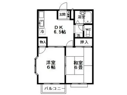エルディム上地(2DK/2階)の間取り写真