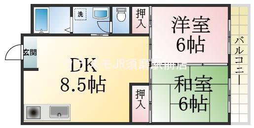 グリーンヒル舞子(2DK/3階)の間取り写真