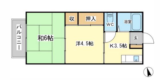 シティハイツ大塩(2K/2階)の間取り写真