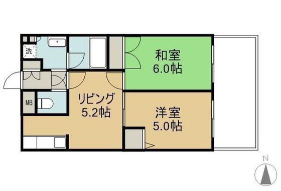 アーバンビュー倉敷カレッジコート(2DK/2階)の間取り写真
