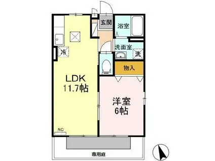 フローラ雪つばき(1LDK/1階)の間取り写真