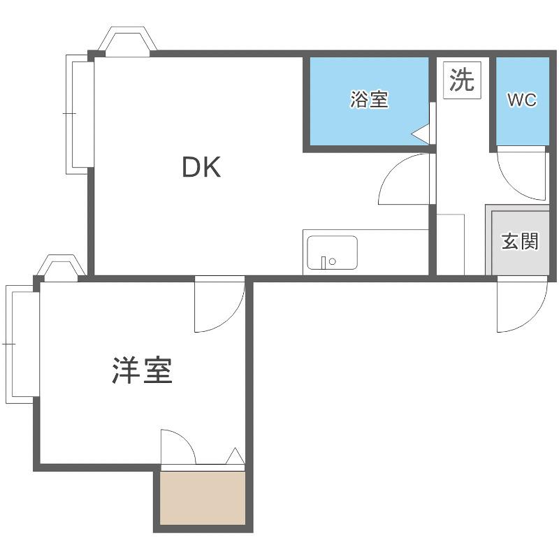 プライムハウス(1DK/2階)の間取り写真