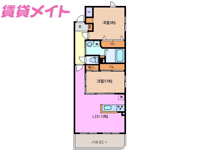 パレット(2LDK/2階)の間取り写真