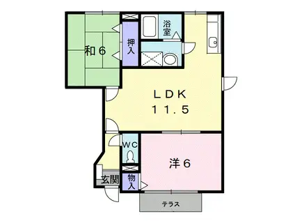 プラティーク・K I(2LDK/1階)の間取り写真