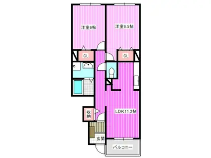 エレガンス(2LDK/1階)の間取り写真