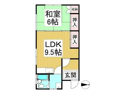 ホワイトコーポ(1LDK/2階)の間取り写真