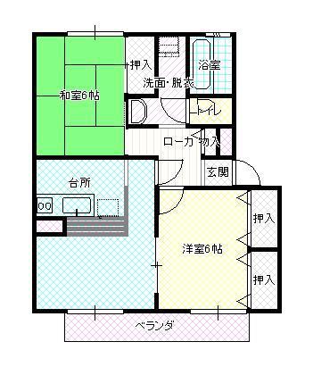 ボヌール峯(2LDK/2階)の間取り写真