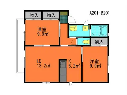アルビレオ A棟(2LDK/2階)の間取り写真