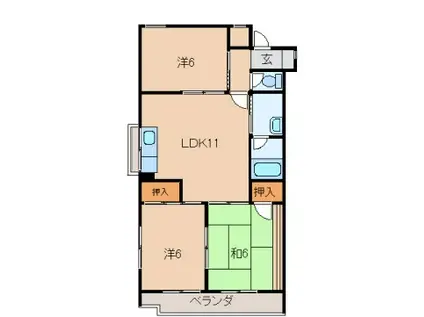 ル・シャンテ木ノ本(3LDK/2階)の間取り写真