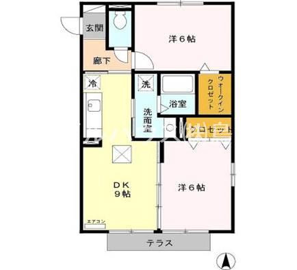 サンライズII番館(2DK/2階)の間取り写真