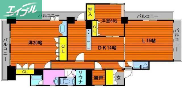 アルバ鹿田町(2LDK/11階)の間取り写真