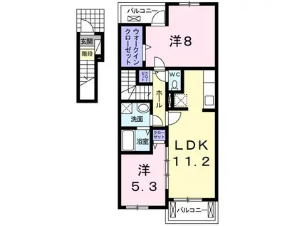 シエル アンジュII(2LDK/2階)の間取り写真