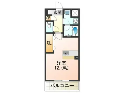 フランディル りんくう(ワンルーム/1階)の間取り写真