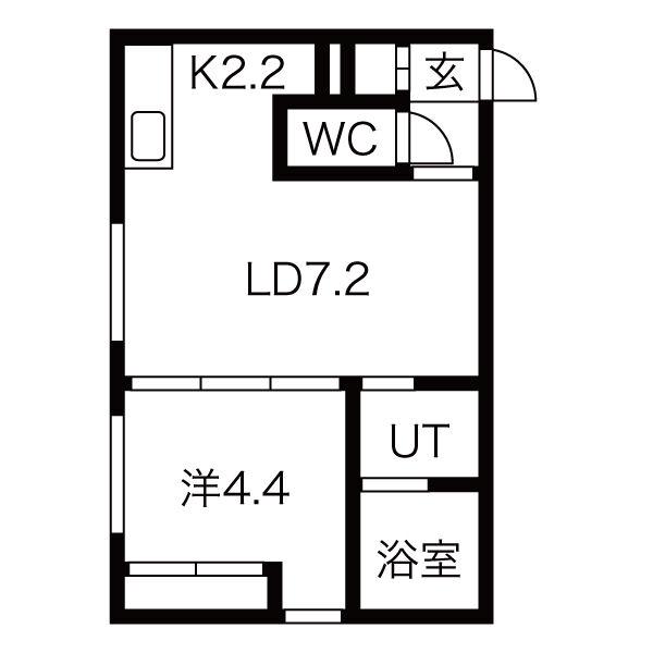 グラード小樽(1LDK/1階)の間取り写真