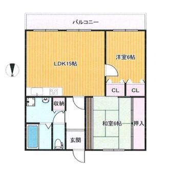 ロワイヤル京見橋(2LDK/3階)の間取り写真
