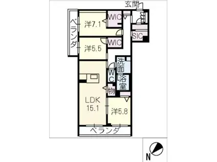 ヴェルデ小田井(3LDK/3階)の間取り写真