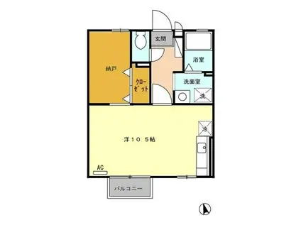 ルミエールA棟(ワンルーム/1階)の間取り写真