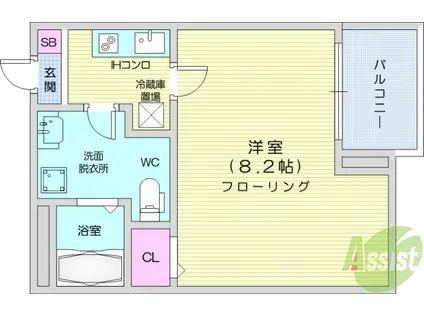 エル ソルあすと長町(1K/1階)の間取り写真