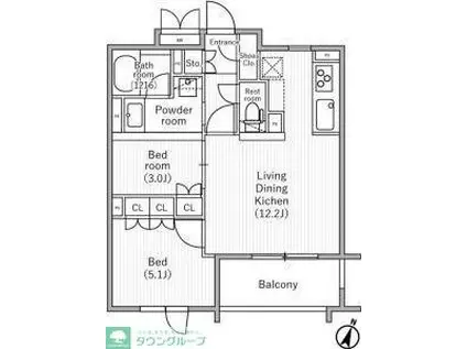NIDO SAKURAGAOKA(2LDK/3階)の間取り写真