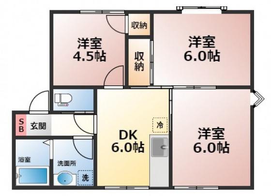 グリーンハウスⅠ(3DK/2階)の間取り写真