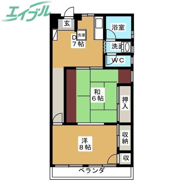 下田ビル(2LDK/3階)の間取り写真