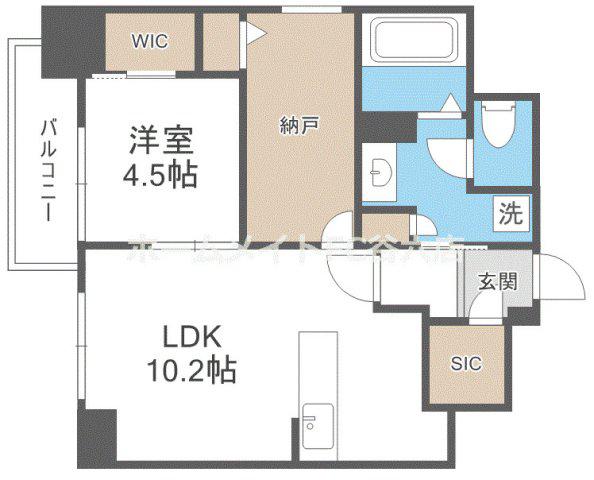 ルフォンプログレ新町(1SLDK/13階)の間取り写真