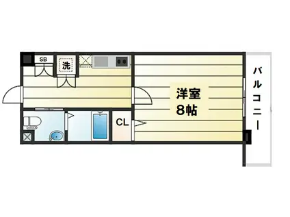 ディナスティ松屋町II(1K/2階)の間取り写真
