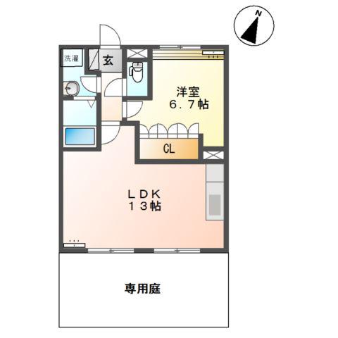 プレサス(1LDK/1階)の間取り写真