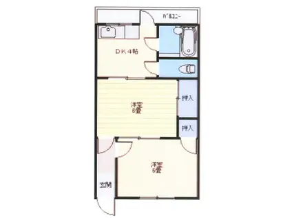 カーサ西山町(2DK/3階)の間取り写真