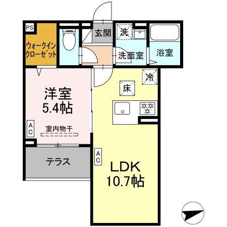 セレスティア祖師谷(1LDK/1階)の間取り写真