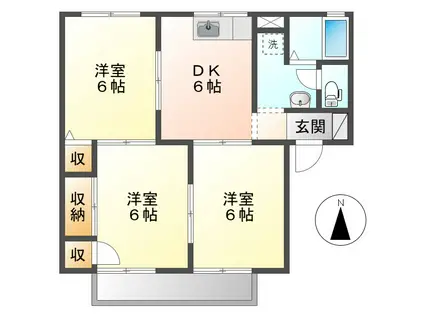 ロイヤルガーデンC棟(3DK/1階)の間取り写真