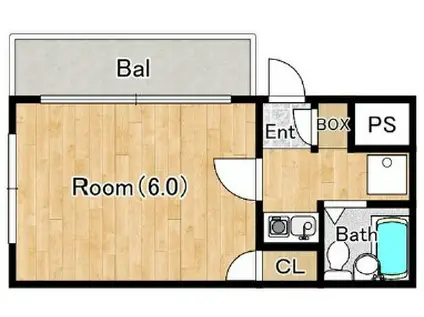 ガーデンスクエア国立(1K/2階)の間取り写真