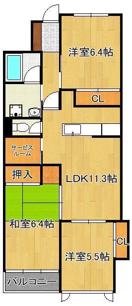 ココガモ&壺壺蒲生(3LDK/6階)の間取り写真